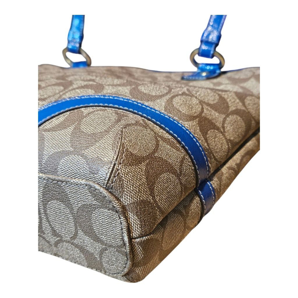 Coach Tote Bag Medium Brown Blue - Picture 8 of 15
